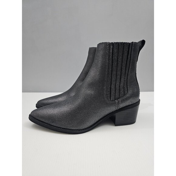 Clarks Shoes - Clarks Morzine Top Chelsea Ankle Boot 9 Pewter Metallic Leather Block Heel NEW